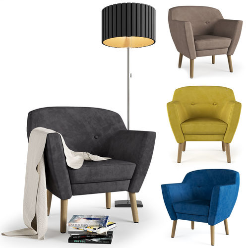 armchair Bergen1 Signal and floor lamp Penelopa Azzardo  3D model