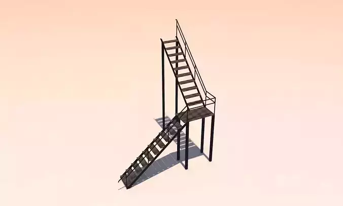  Metal stairs Low-poly 3D model