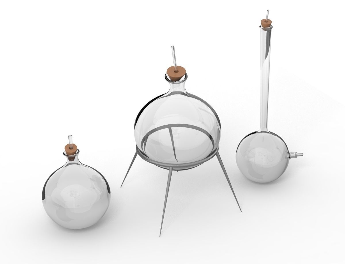chemistry recipient flask bowl 3D model_2