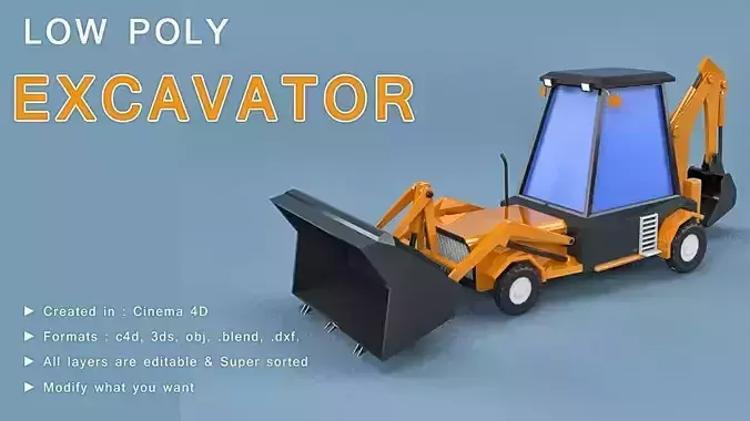 Low Poly Excavator Loader Low-poly 3D model