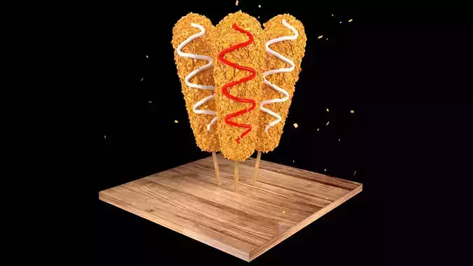 Corn Dog 3D model 3D model