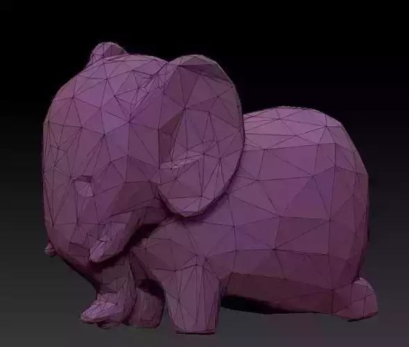 low poly elephant in polygons 3D print model