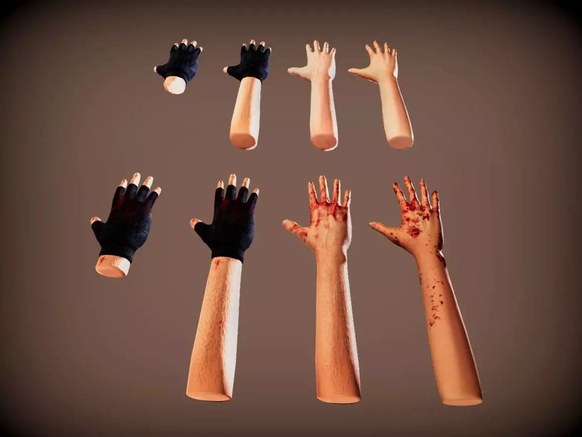 First Person Hands and Arms with Gloves Low-poly 3D model