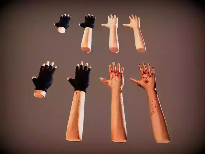 First Person Hands and Arms with Gloves Low-poly 3D model