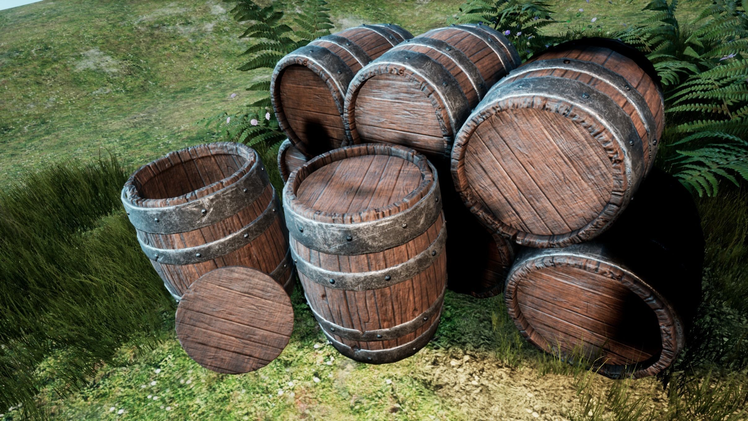 Old Medieval Barrel  Game Ready 3D Model Free low-poly 3D model_2