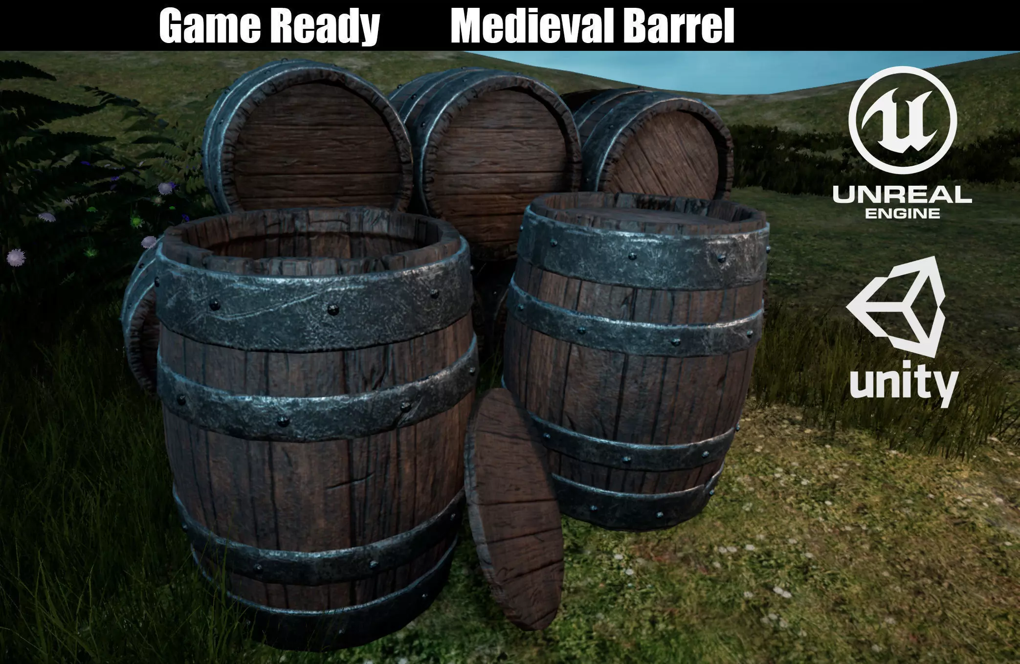 Old Medieval Barrel  Game Ready 3D Model Free low-poly 3D model_0