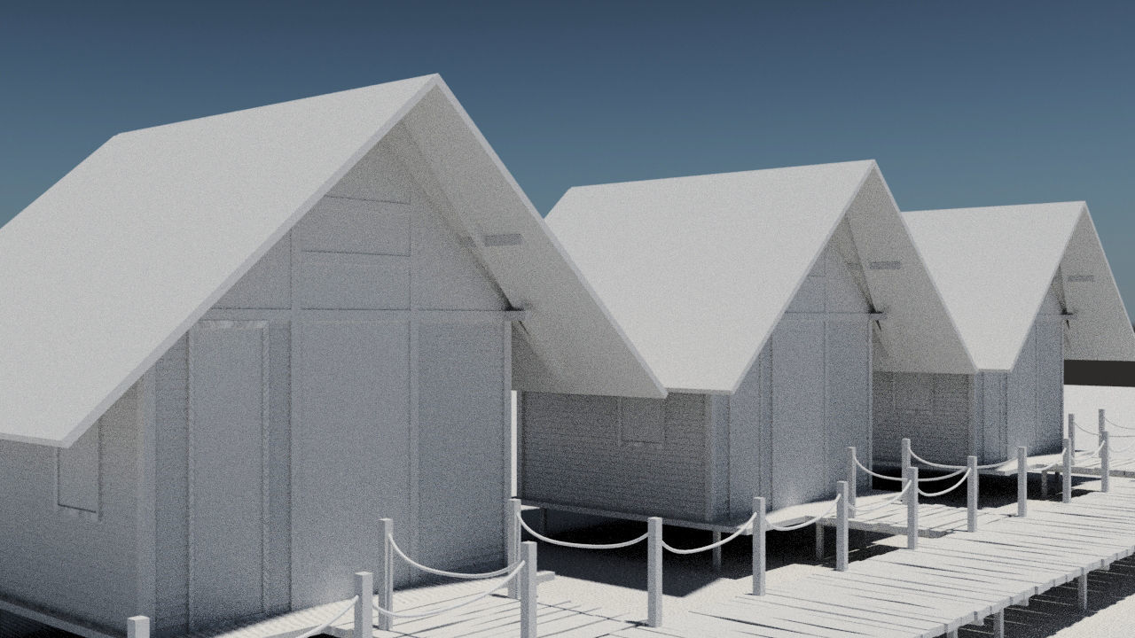 Island Hotel  Low-poly 3D model_2