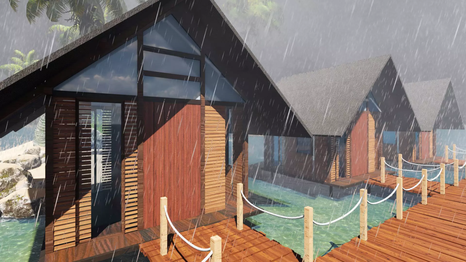 Island Hotel  Low-poly 3D model_0