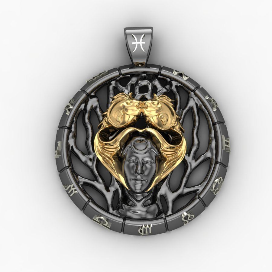pendant zodiac sign Pisces 3D print model_0