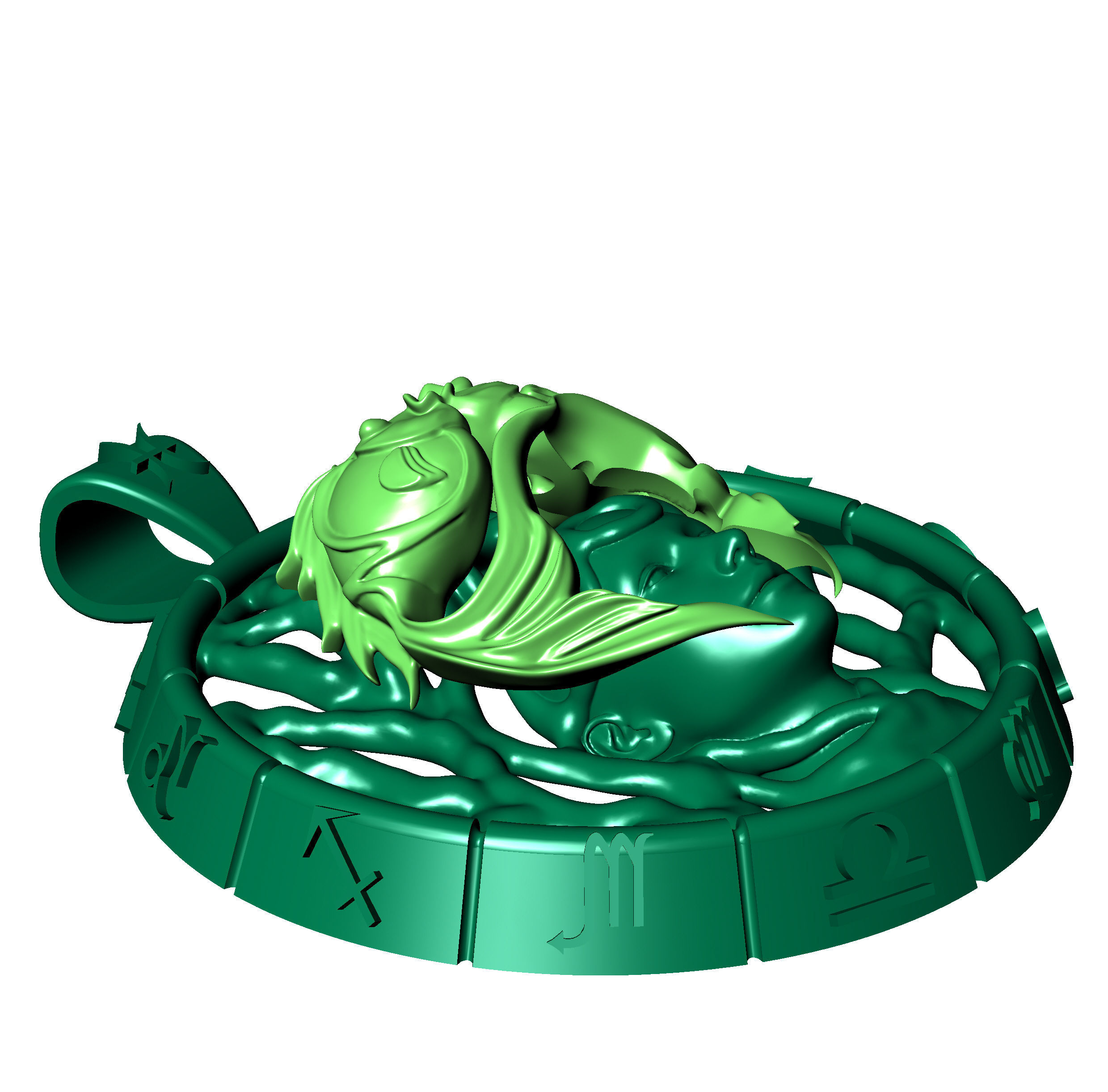 pendant zodiac sign Pisces 3D print model_8