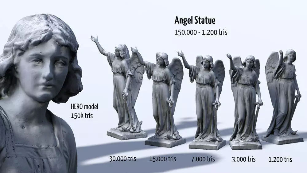 Angel Statue HD Low-poly 3D model_0