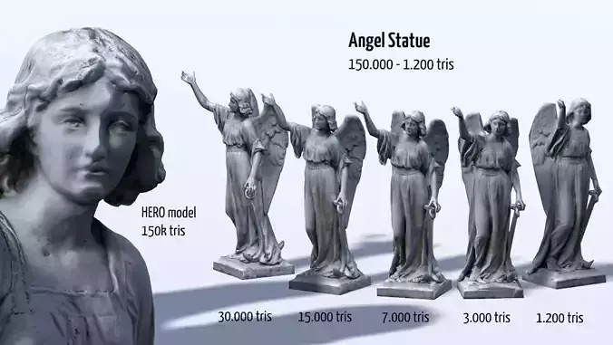 Angel Statue HD Low-poly 3D model