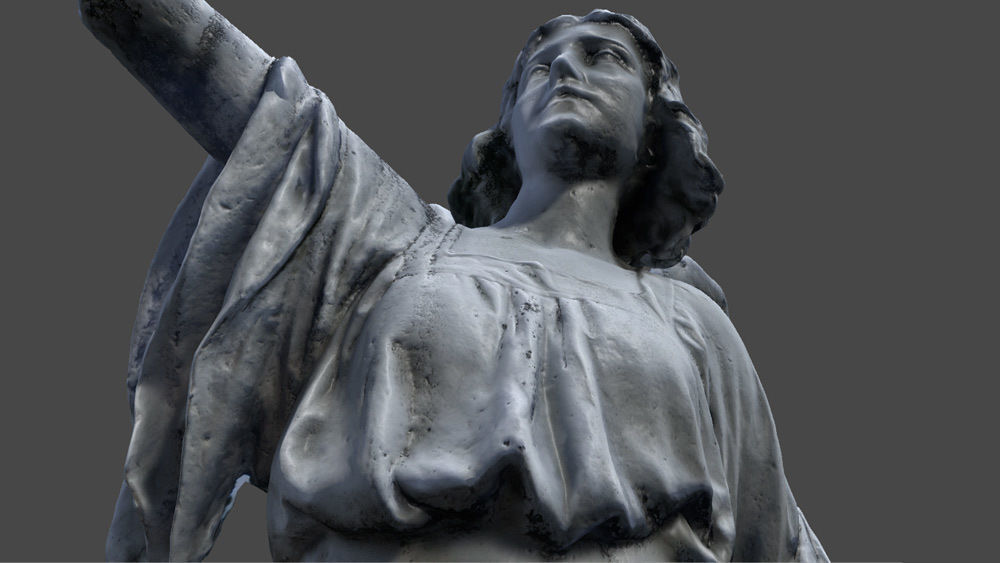 Angel Statue HD Low-poly 3D model_4