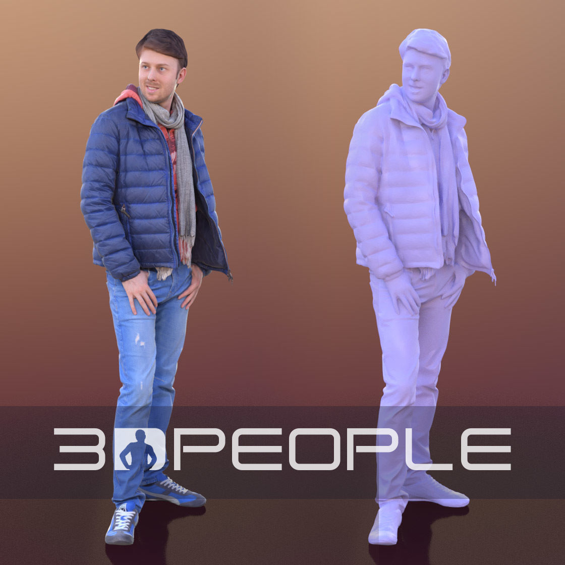 John 10311 - Standing Casual Man Low-poly 3D model_1