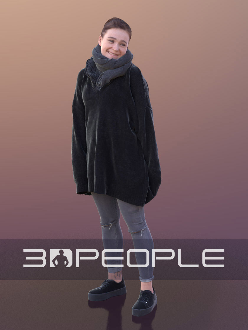 Nelly 10330 - Smiling Casual Girl Low-poly 3D model_2
