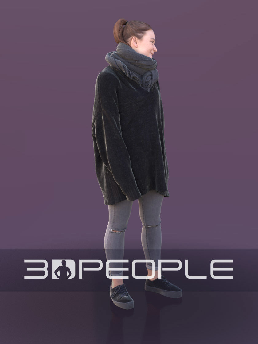 Nelly 10330 - Smiling Casual Girl Low-poly 3D model_3