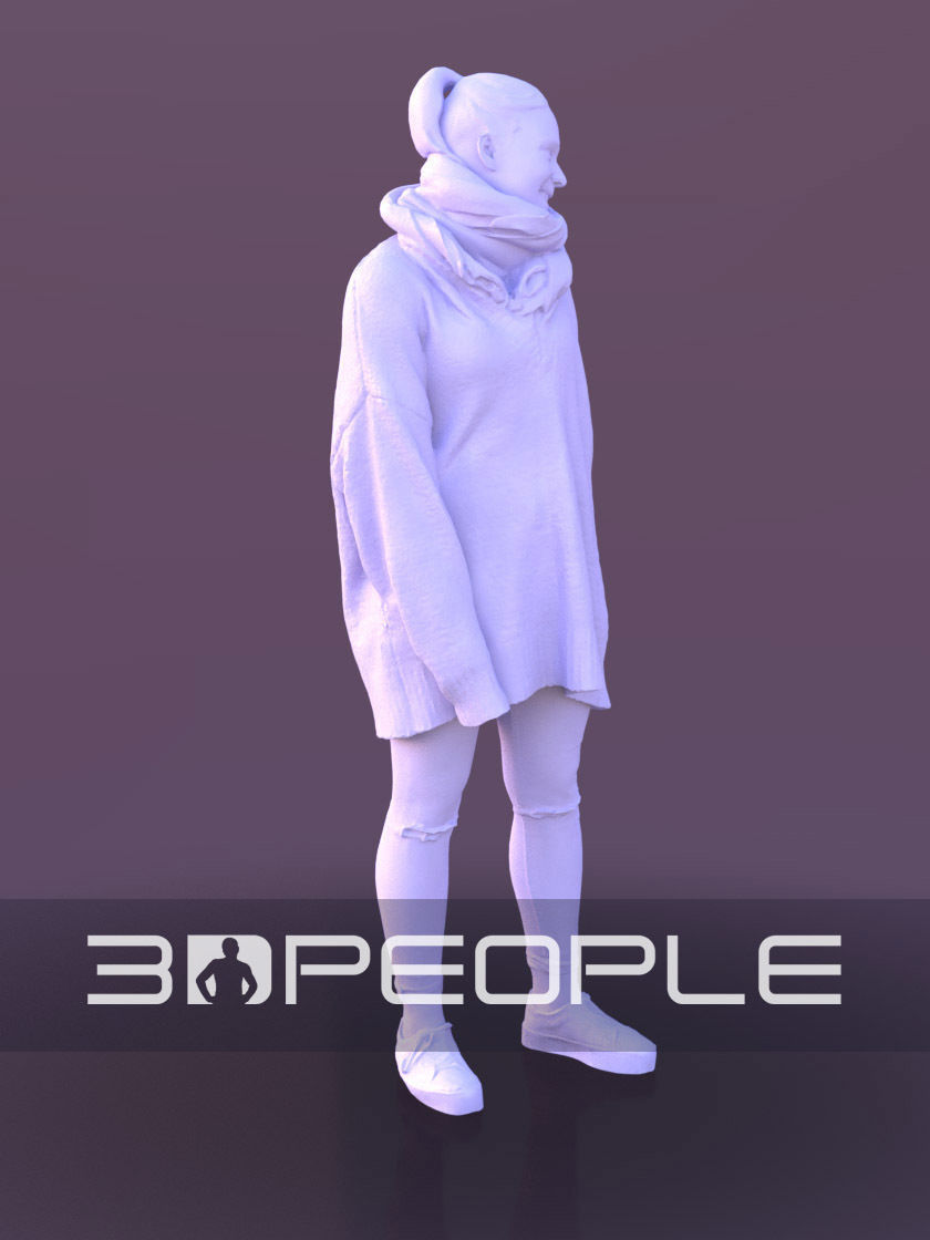 Nelly 10330 - Smiling Casual Girl Low-poly 3D model_5