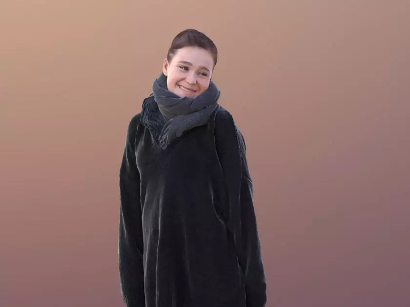 Nelly 10330 - Smiling Casual Girl Low-poly 3D model_0