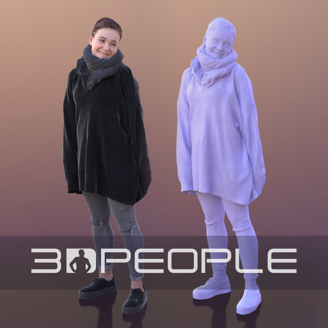 Nelly 10330 - Smiling Casual Girl Low-poly 3D model_1