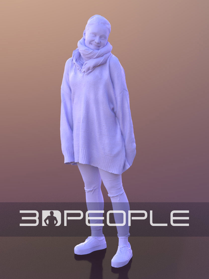Nelly 10330 - Smiling Casual Girl Low-poly 3D model_4
