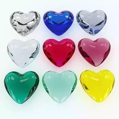 Set Heart shaped gemstone v4