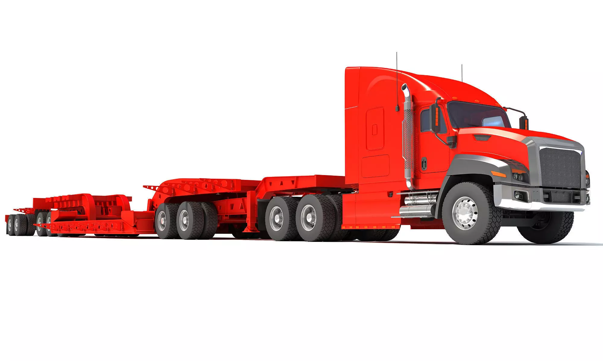 Lowboy Trailer with Truck 3D model