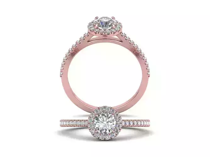Round halo Engagement ring printable 3d model N0294