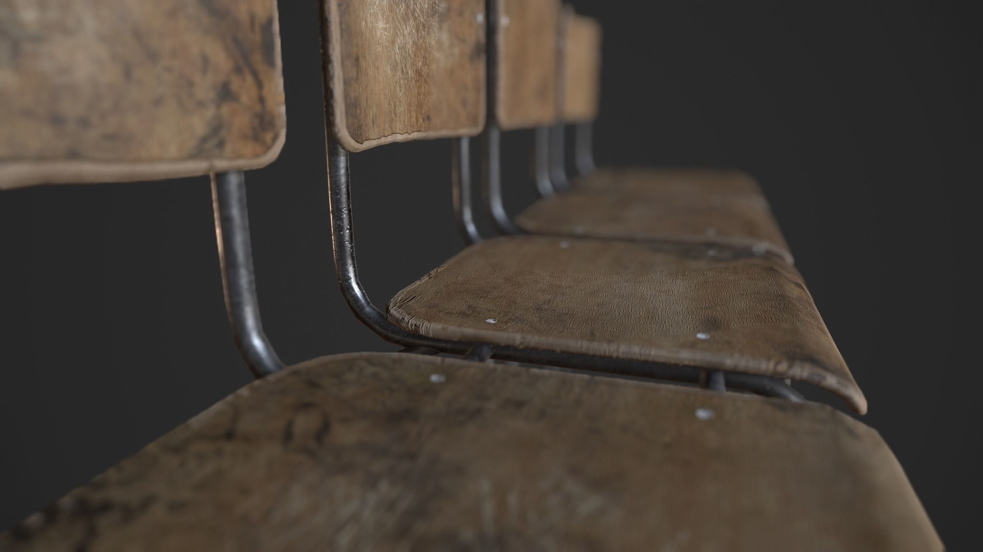 Chair Bench - Multichair - Low Poly Low-poly 3D model_2