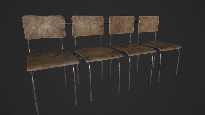 Chair Bench - Multichair - Low Poly Low-poly 3D model