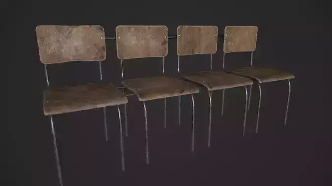 Chair Bench - Multichair - Low Poly Low-poly 3D model