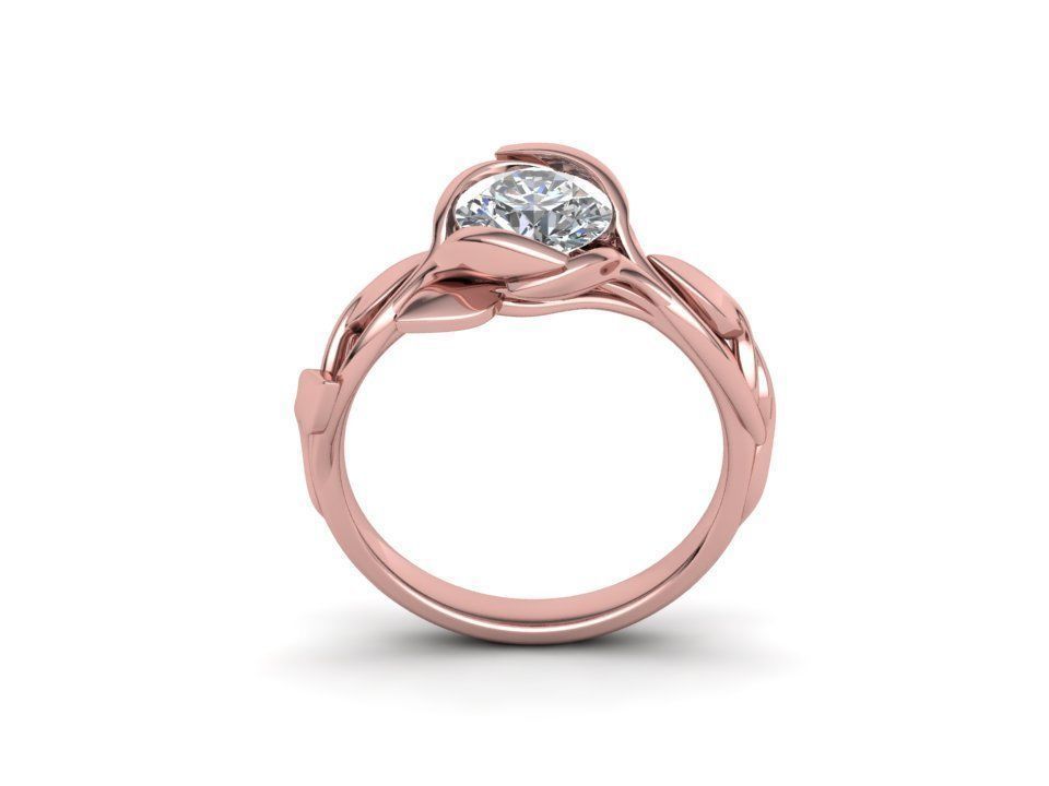Floral Design Engagement Ring 1ct Stone delicate 3d model  3D print model_5