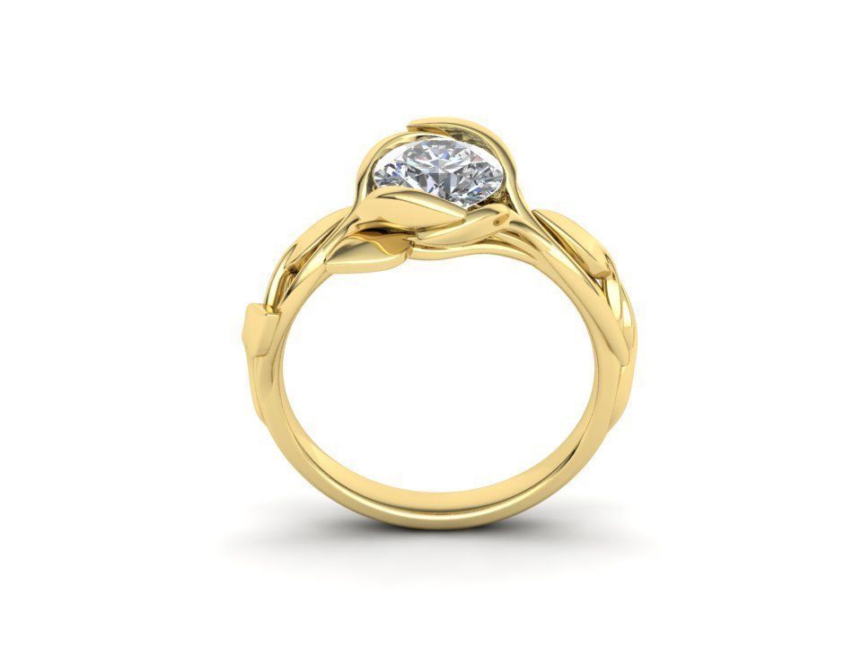 Floral Design Engagement Ring 1ct Stone delicate 3d model  3D print model_3