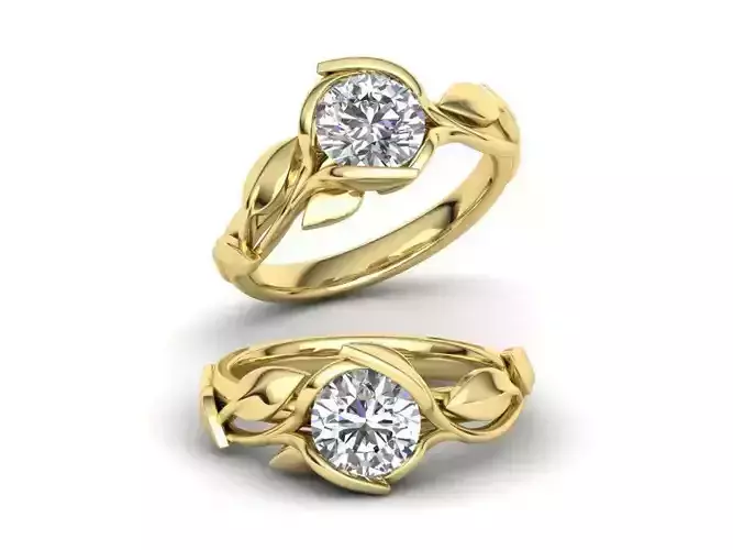 Floral Design Engagement Ring 1ct Stone delicate 3d model  3D print model