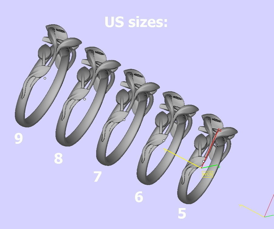 Floral Design Engagement Ring 1ct Stone delicate 3d model  3D print model_7