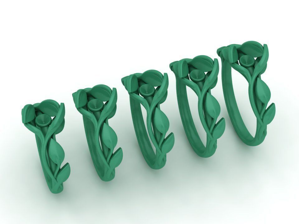 Floral Design Engagement Ring 1ct Stone delicate 3d model  3D print model_8