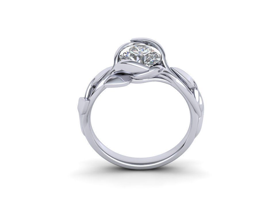 Floral Design Engagement Ring 1ct Stone delicate 3d model  3D print model_4