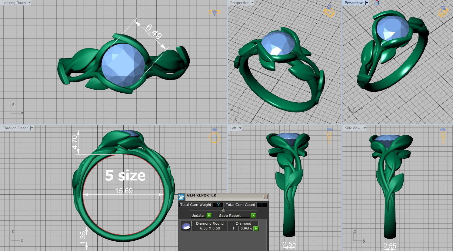Floral Design Engagement Ring 1ct Stone delicate 3d model  3D print model_6