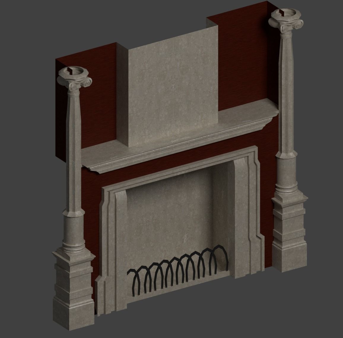 Victorian FirePlace Free low-poly 3D model_2
