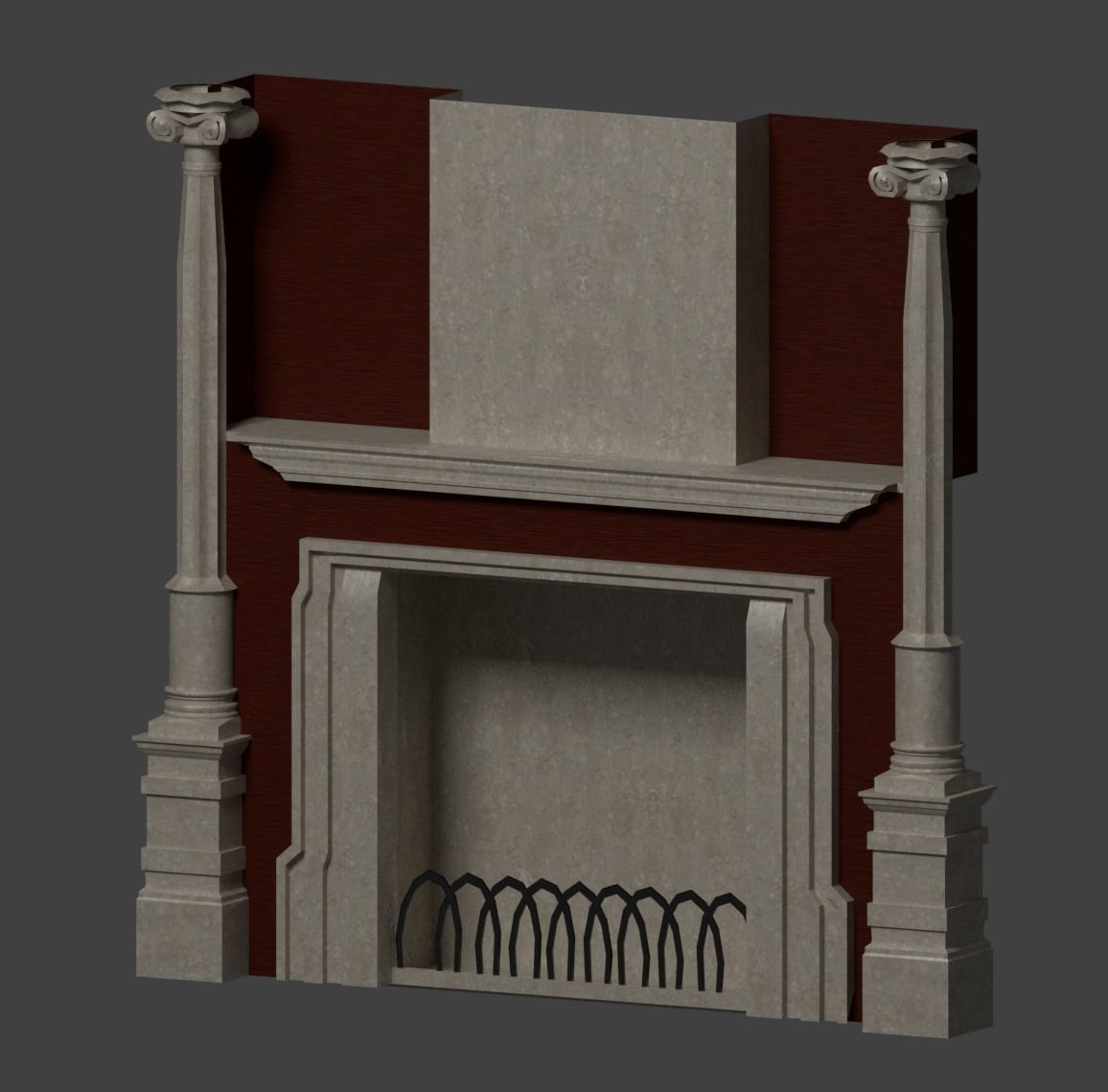Victorian FirePlace Free low-poly 3D model_1