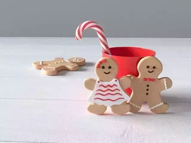 Christmas gingerbread man with glass and candy