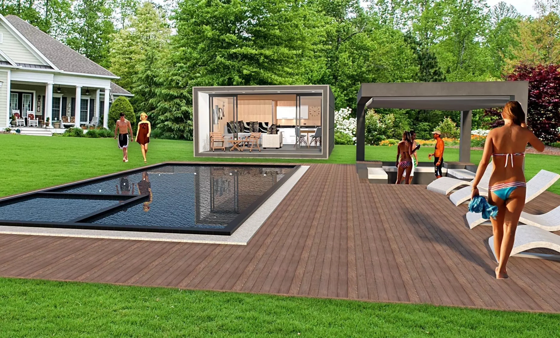 MOBILE HOME POOL HOUSE GARDEN OFFICE  GUEST HOUSE RENTAL UNIT Low-poly 3D model_0