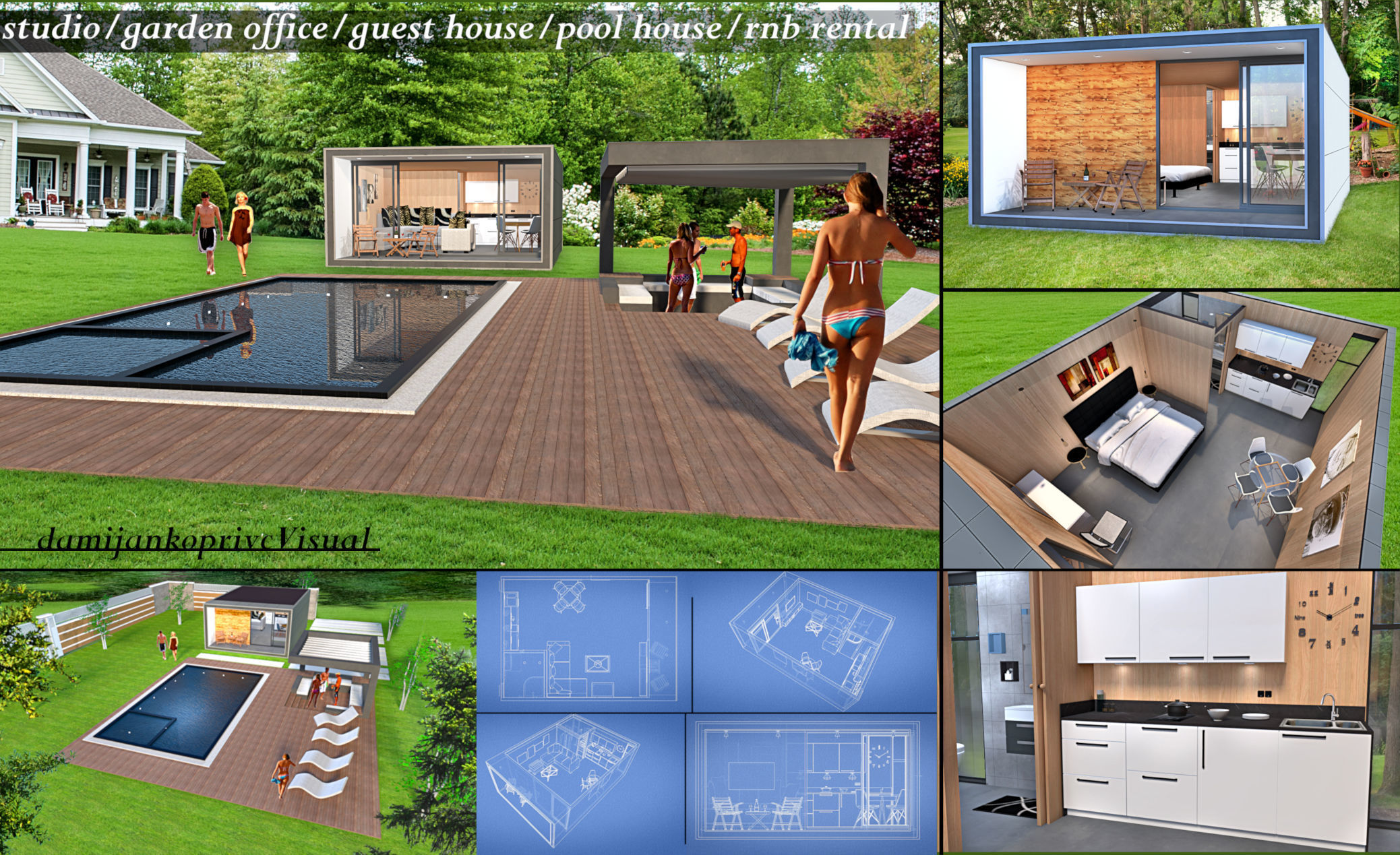 MOBILE HOME POOL HOUSE GARDEN OFFICE  GUEST HOUSE RENTAL UNIT Low-poly 3D model_9