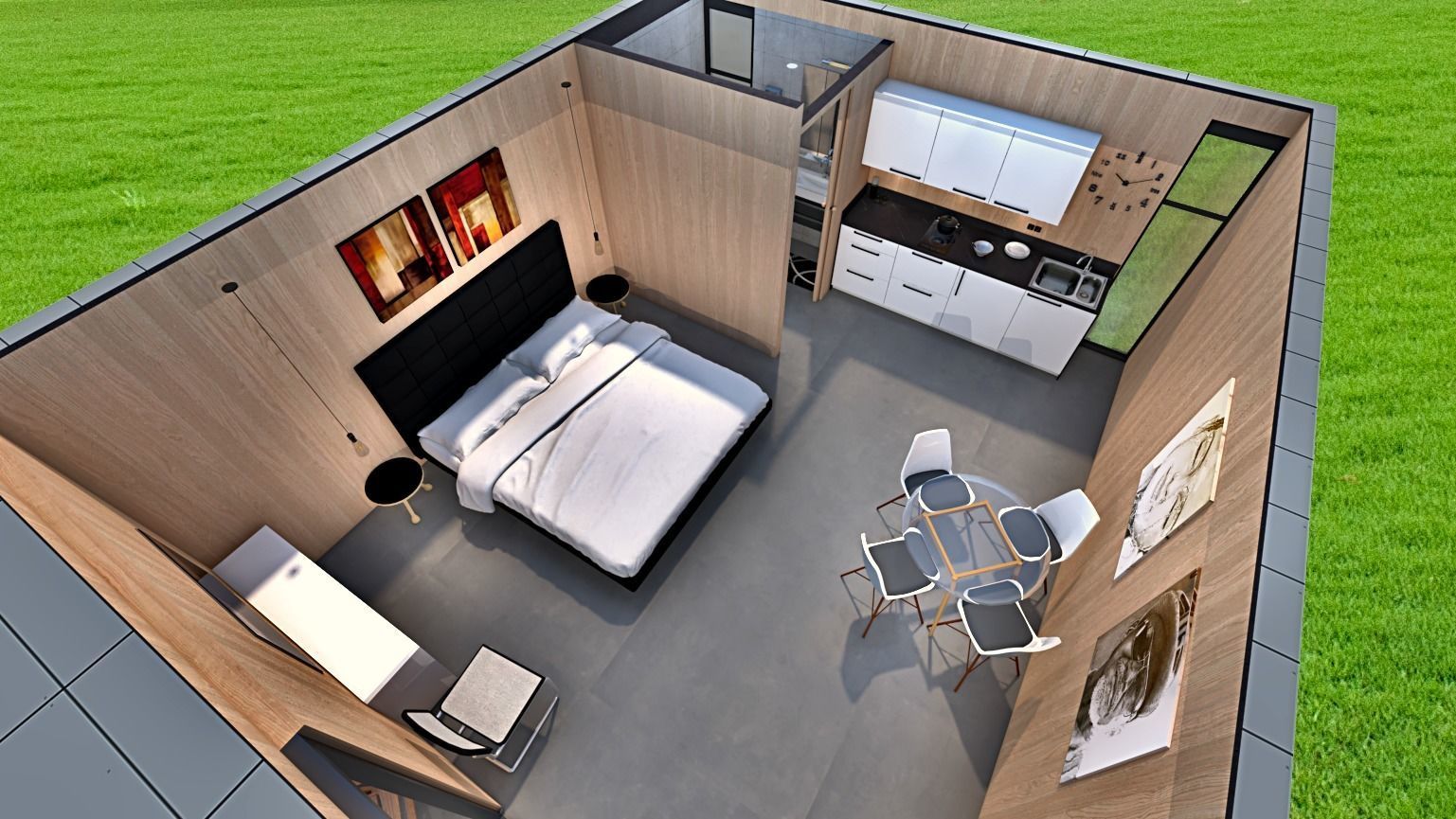 MOBILE HOME POOL HOUSE GARDEN OFFICE  GUEST HOUSE RENTAL UNIT Low-poly 3D model_4