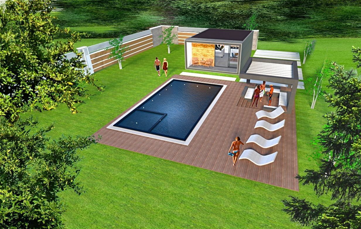 MOBILE HOME POOL HOUSE GARDEN OFFICE  GUEST HOUSE RENTAL UNIT Low-poly 3D model_1