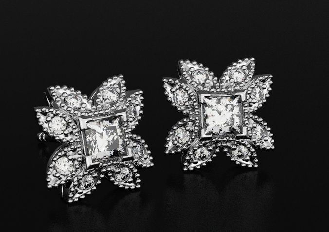 Stylish and delicate earrings with petals 434 3D print model