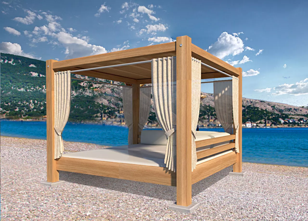 modern designed beach garden pavilion 3dmodel Low-poly 3D model_0