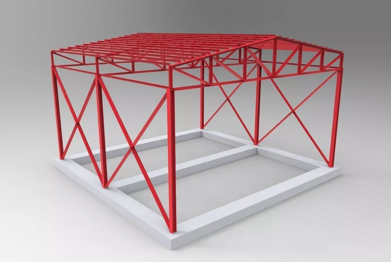 Industrial Steel Shed 3D model_0