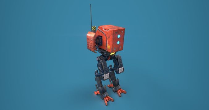 Radio communication bot Low-poly 3D model