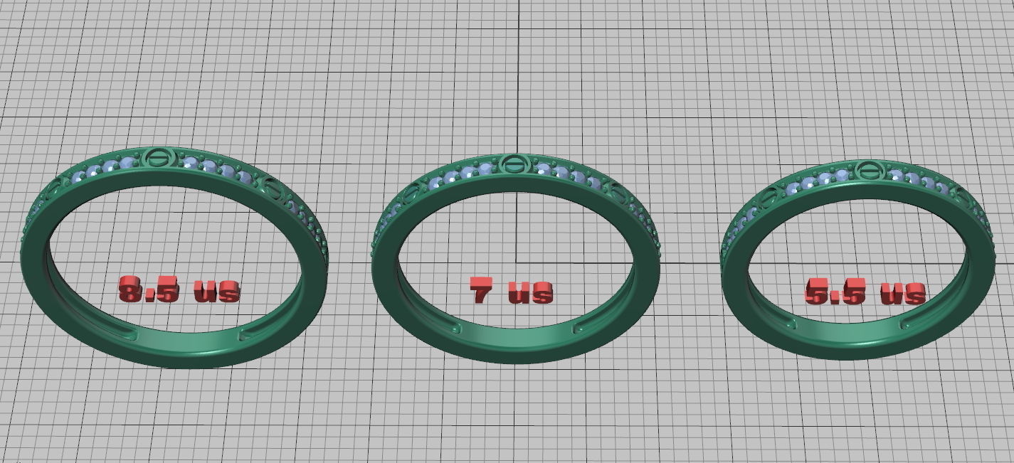 Band-match diamond ring 3d model 3 sizes  N0295 3D print model_6