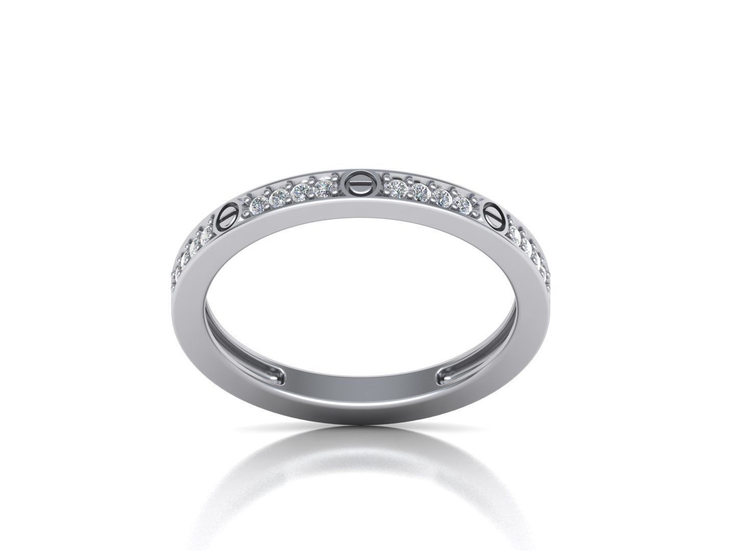 Band-match diamond ring 3d model 3 sizes  N0295 3D print model_4